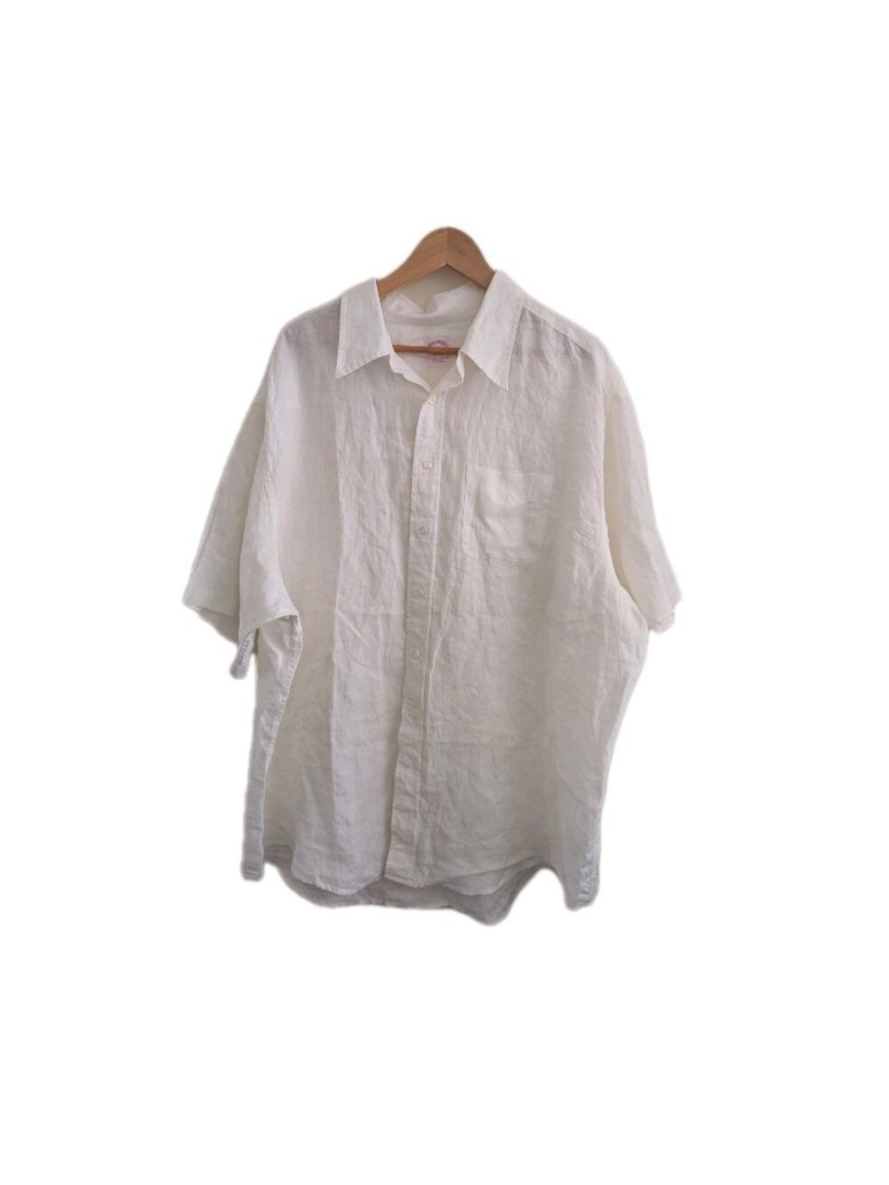 Brooks Brothers 346 White Linen Shirt Mens XXL SS Button Up Coastal Grandpa Lush